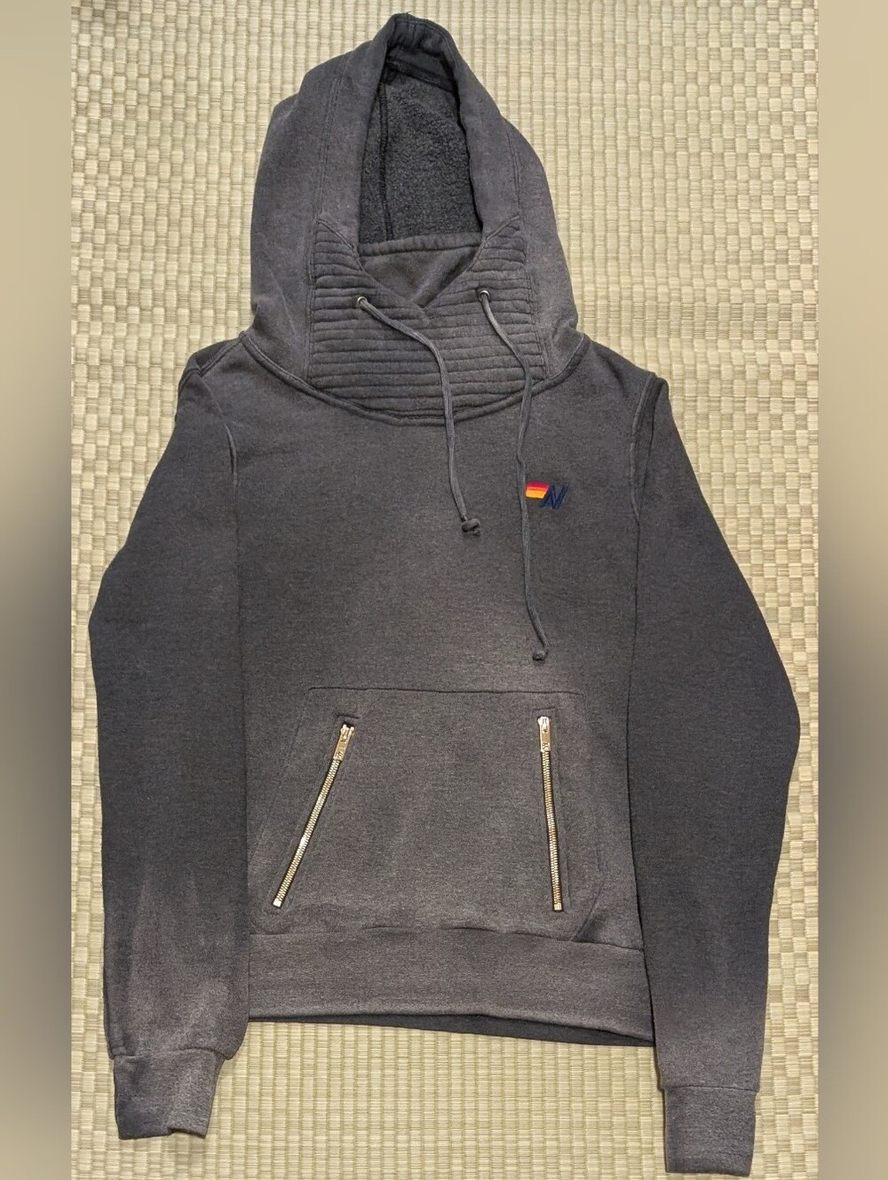 Aviator Nation Ninja Pullover Hoodie in Faded Smoke Unisex Size Medium